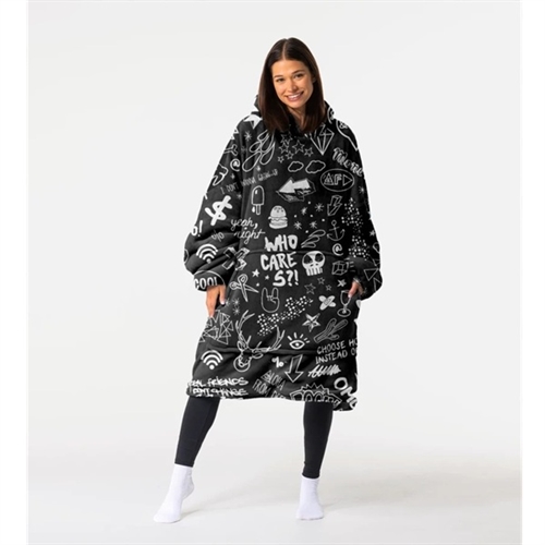 Huggie - Doodle - Giant Blanket Hoodie - Kæmpe Tæppe Hættetrøje